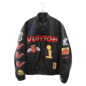 LOUIS VUITTON ルイヴィトン 22SS×NBA logos leather hero jacket ロゴス レザーヒーロージャケット ブラック RM212M FE6 HLL12E