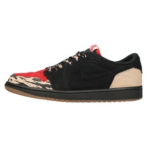 ナイキ×SOLE FLY AIR JORDAN 1 LOW OG SP ソールフライ エアジョーダン1 ローカットスニーカー ブラック/レッド US9/27cm DN3400-001