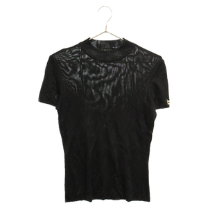 GUCCI Gucci 97SS rayon short sleeves knitted sweater cut and sewn short sleeves T-shirt black 