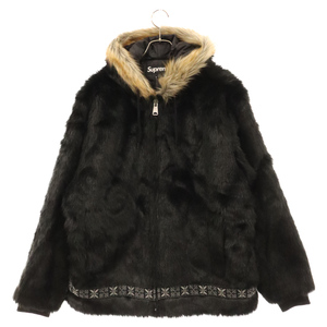 SUPREME シュプリーム 23AW Faux Fur Parka ジップアップフェイクファーパーカー ブラック