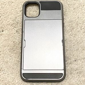 iPhone11 アイフォン スマートフォン スマホ カバー ケース ICカード スライド収納 背面 カード収納 グレー 頑丈 耐衝撃 背面収納の画像1