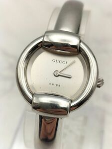 B72 1円～ 稼働品 グッチ GUCCI クオーツ 腕時計 1400L 2針 ラウンド ステンレス シルバーカラー アンティーク ヴィンテージ レディース