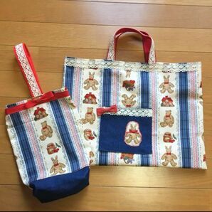 ようちえんバッグ 保育園　お稽古 シューズ ハンドメイド ハンドメイド 手提げバッグ トートバッグ