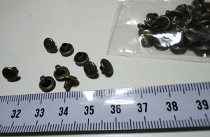 両面カシメ　頭6mm　足4mm　銅古美　20個