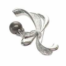 1円スタート 美品 黒蝶真珠 ブローチ 10.80mm パール 真珠 pearl SILVER シルバー 小物 装飾品 アクセサリー レディース NGLソーティング_画像4