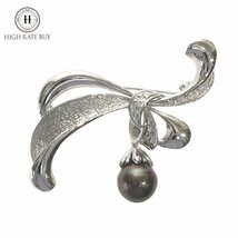 1円スタート 美品 黒蝶真珠 ブローチ 10.80mm パール 真珠 pearl SILVER シルバー 小物 装飾品 アクセサリー レディース NGLソーティング_画像1