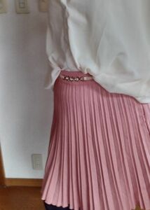 10時までタイムセール☆プリーツスカート　W61 ピンク　♪レディース　♪ひざ丈スカート　