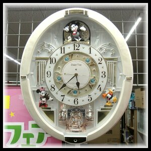 63507ST 美品 SEIKO セイコー Disney ミッキー＆フレンズ からくり 電波時計 FW580W メロディ再生 回転飾り 静音 おやすみ秒針