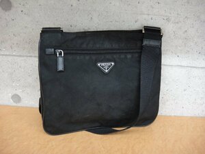 63508R【1円～】 本物保証 PRADA プラダ ショルダーバッグ ブラック 三角プレート ナイロン