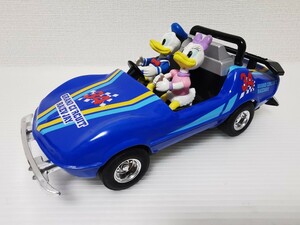 送料350円〜★希少 当時物★ 東京ディズニーランド 限定 グランドサーキット・レースウェイ ブリキ製プルバックカー ドナルド&デイジー