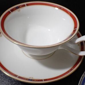 豊G305/8J◆WEDGWOOD ウェッジウッド コロラド カップ＆ソーサー 2客 ペア 赤 青 高さ5.5㎝ 口径11㎝ ソーサー15㎝ ◆の画像3