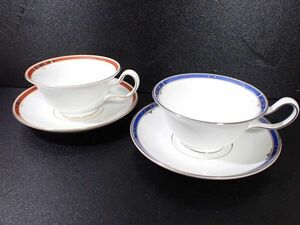 豊G305/8J◆WEDGWOOD ウェッジウッド コロラド カップ＆ソーサー 2客 ペア 赤 青 高さ5.5㎝ 口径11㎝ ソーサー15㎝ ◆