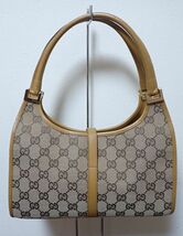 豊G354/8J◆GUCCI グッチ ハンドバッグ レディース ジャッキー GGキャンバス レザー ベージュ ゴールド金具◆_画像2