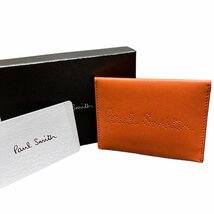 Paul Smith ポールスミス 名刺入れ 本革 レザー オレンジ系_画像1