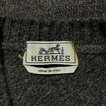 HERMES エルメス 長袖ニット セーター Vネック ボーダー ブラウン系 カシミヤ100％ レディース サイズL_画像8