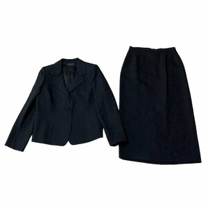 YUKI TORII ユキトリイ スーツ セットアップ ジャケット ロングスカート 総柄 ブラック系 ポリエステル レディース サイズ13