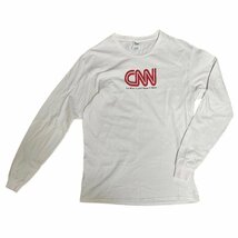 ○1円 送料無料 CNN ロングTシャツ 長袖 コットン100% ホワイト レディース サイズL ※色移り有_画像1