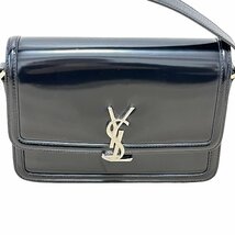 SAINT LAURENT サンローラン ロゴ エナメル レザー ショルダーバッグ_画像1