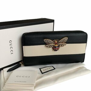 GUCCI グッチ クイーンマーガレット ラウンドファスナー 長財布 フェイクパールビジュー装飾 バイカラー 476069.1147