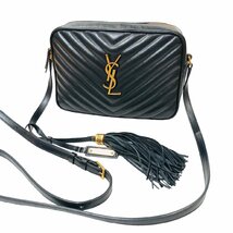 SAINT LAURENT サンローラン ルー カメラバッグ 520534 キルティング レザー ブラック 黒 レディース_画像1