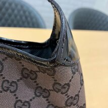 GUCCI グッチ GG キャンバス×エナメル ジャッキー金具 チェーン ハンドバッグ ブラウン系 ジャンク ショルダーバッグ 001・4015 203419_画像7