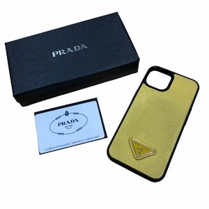 PRADA プラダ サフィアーノ スマホケース iPhone13 ケース 黄色 携帯・スマホアクセサリー