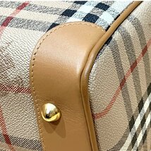 BURBERRY バーバリー レザー ミニ ボストン ハンドバッグ ベージュ×ブラウン系 ノバチェック_画像5