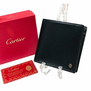 CARTIER カルティエ パシャ カーフレザー 二つ折り財布 ブラック ギャランティカード付き 二つ折り財布