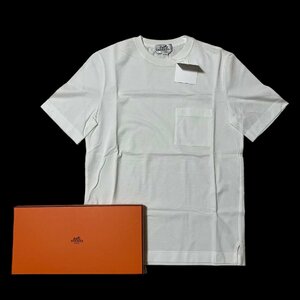 新品 未使用 タグ付き HERMES エルメス 鹿の子 半袖 Ｔシャツ Hロゴ 刺繍 白系 コットン100％ レディース XS 保存箱付き