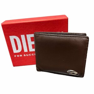 DIESEL ディーゼル フルレザー 折りたたみ財布 メタルDロゴ ブラウン