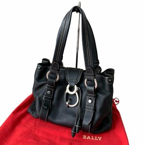 BALLY バリー ベルトデザイン ハンドバッグ トート ブラック レザー