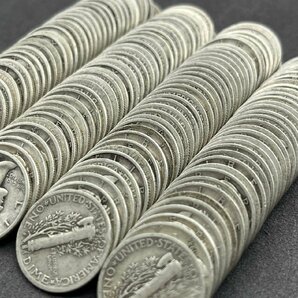 1円 141枚 約342ｇ アメリカ銀貨 マーキュリー ダイム 10セント ドル ダラー アンティークコイン コレクションの画像5