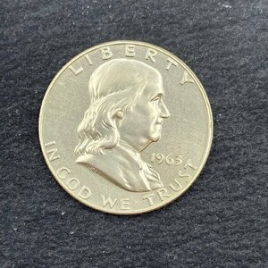 アメリカ銀貨 フランクリン 約12.5ｇ 1963年 1/2ドル 50セント ハーフダラー アンティークコイン ヴィンテージ