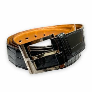 HERMES エルメス ベルト メンズ ブラック ブラウン クロコ シルバー金具 ベルト □I刻印