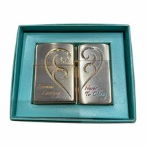 ZIPPO ジッポー オイルライター USA製品 ブリリアントハート ペア シルバー 着火×_画像1