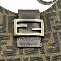 FENDI フェンディ ズッカ/FFロゴ ワンショルダー マンマバゲット ブラウン系 シルバー金具 レディース_画像7