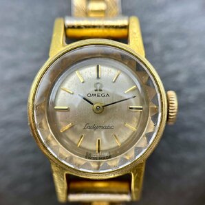 OMEGA オメガ Ladymatic 社外ベルト ゴールドカラー シャンパン文字盤 カットガラス 腕時計 レディースの画像1