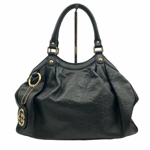 GUCCI グッチ シマ トートバッグ レザー シルバー金具 チャーム 211944 ブラック