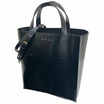 MARNI マルニ MUSEO SMALL ミュゼオ スモール 2WAYトートバッグ レザー ブラック 黒_画像1