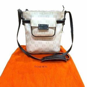 LOEWE ロエベ ショルダーバッグ PVC レザー 白系 茶系 アナグラム ポーチ付き