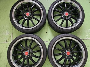 超美品　人気のS-CADA　ブラック・リムポリッシュ5.5Jx16インチアルミホイール　（溝有）（YO）（GY)165/45R16付き　4本セット品 