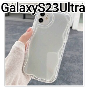 GalaxyS23Ultra ケース　ウェーブフレーム　クリアケース なみなみ