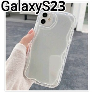 Galaxy S23 ケース　ウェーブフレーム　クリアケース なみなみ