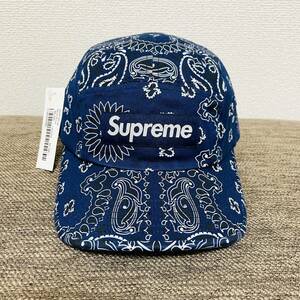 新品 Supreme Bandana Camp Cap Navy 21ss 2021年 ネイビー バンダナ キャンプ キャップ ボックスロゴ ペイズリー 新品未使用 タグ付き