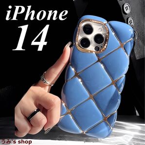 iPhone14 ケース ダイヤ型 ゴールド ブルー ソフト 耐衝撃 韓国