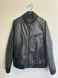 LiugooLeathers 本革 バイカースタジャン リューグーレザーズ ライダース レザージャケット LL 中古 黒 牛革 カウレザー