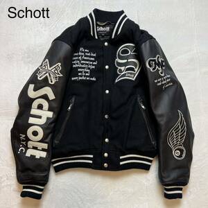 美品 Schott ショット フルデコ 袖レザー ライダース レザージャケット