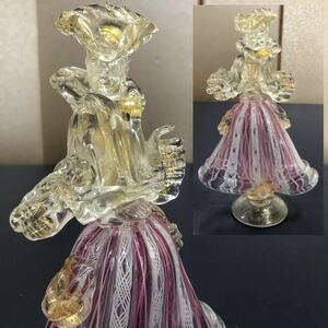 MUMURANO ベネチアンガラス イタリア製 貴婦人 人形 金彩 レース