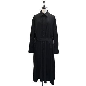 Yohji Yamamoto FEMME 2021aw ウールギャバ ベルテッド シャツ ワンピース　21aw ファム ウールギャバジン ドレス コート ロング ベルト