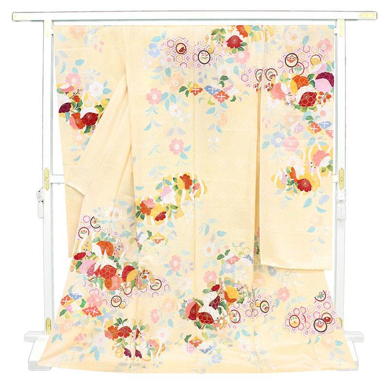 ※Après la rénovation du magasin [Salon des œuvres neuves classiques] Couture gratuite ☆ Art traditionnel Kyo-Yuzen peint à la main de la plus haute qualité, Or véritable, Kimono manches longues brodé de fleurs de saison et motif élégant Momoyama (10010803), mode, Kimono femme, kimono, Kimono à manches longues